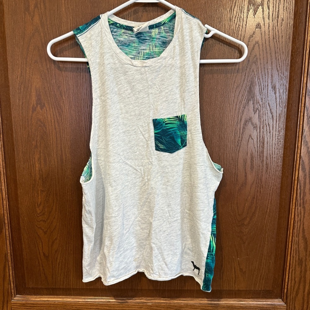Victoria's Secret PINK Tropical Leaf Pocket Tank Top XS Sleeveless